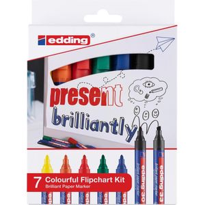 Edding, Marker, Flipchart marker 30/33 7 stuks (Blauw, Groen, Rood, Zwart, Geel, Oranje, 6, 3 mm)