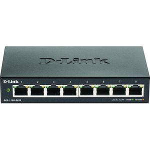 D-Link DGS-1100-08V2 Managed L2 Gigabit Ethernet (10/100/1000) Zwart