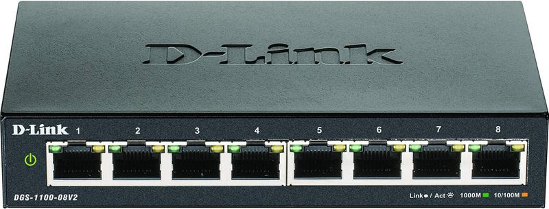 D-Link DGS-1100-08V2 Managed L2 Gigabit Ethernet (10/100/1000) Zwart