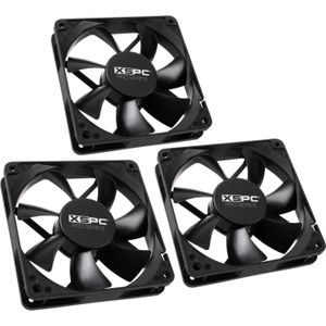 XSPC Pro Series 120mm ventilator - 3-pins, 1650 rpm (Pack of 3) (120 mm), PC ventilator, Zwart
