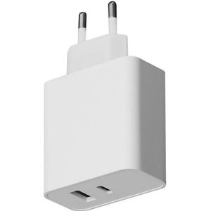Platinet 1x USB-A 1x USB-C 3 A lader (PLCUPD45W), Geheugenkaartlezer, Wit