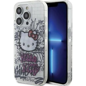 Hello Kitty HKHCP14LHDGPHT iPhone 14 Pro 6.1"" zwart/wit hardcase IML Kitty op bakstenen graffiti (iPhone 14 Pro), Smartphonehoes, Wit