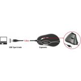 DeLOCK - Ergonomische Bedrade USB Muis - Zwart/Grijs - 1200 DPI - 1,6 Meter