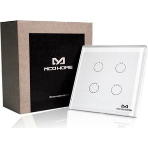 MCO Home MCOETPS314 700 - Glazen aanraakschakelaar GEN5 (4 schakelaars), British Standard, 700 serie, Netwerkschakelaar