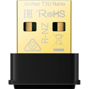TP-Link Boogschutter T3U Nano (USB 2.0), Netwerkadapter, Zwart