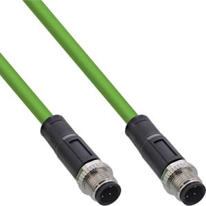 InLine Industriële netwerkkabel, M12 4-pins D-gecodeerde plug/stekker, PUR, 10m, Netwerkkabel