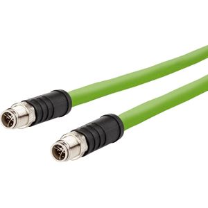 Metz 142M6X11020 M12 netwerkkabel, patchkabel CAT 6a SF/UTP 2m Groene PUR mantel, zuurbestendig (SF/UTP, CAT6a, 2 m), Netwerkkabel