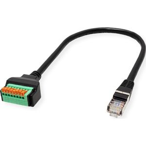 ROLINE - Kabeladapter RJ45 - Zwart - 30 cm - Aansluitblok met Drukknoppen
