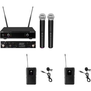 Omnitronic Set UHF-E2 draadloos microfoonsysteem + 2x BP + 2x lavalier microfoon 531,9/534,1MHz, Microfoon