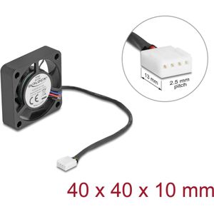 Delock Axiallüfter 12 V DC, 40 x 40 x 10 mm schwarz (40 mm, 1 x), PC ventilator, Zwart