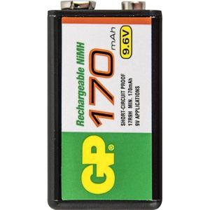 GP Batteries 9 V blokbatterij NiMH 6LR61 170 (1 Pcs., 9V, 170 mAh), Batterijen