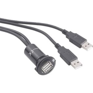 Tru Components Dubbele USB-aansluiting 2.0, Kabels + Stekkers, Zwart