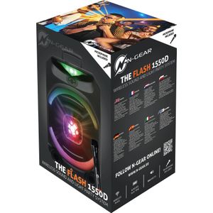 N-GEAR - THE FLASH 1550D - Karaoke Set - 15 inch Woofer - Bluetooth - LED Lichtshow - Draadloze Microfoons - 800W