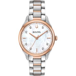 Bulova, Horloge, 98P183 Klassiek Dames 34mm 3ATM, Wit, (Analoog horloge, 34 mm)