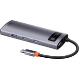BASEUS - 5 in 1 USB-C HUB - Grijs - Aluminium - Met 3 USB Poorten