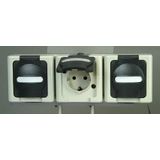 Kopp 131356005 BlueElectric Compleet Wandcontactdoos met Randaarde en Klapdeksel Spatwaterdicht Grijs 3-voudig