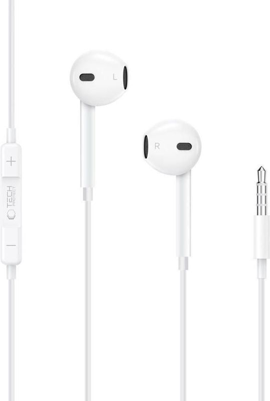 Tech-Protect - UltraBoost - In-Ear Hoofdtelefoon - Wit - 3.5mm