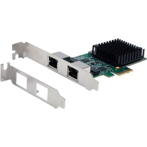 Exsys GmbH Dubbele PCIe netwerkkaart 2,5 Gigabit (PCI-E x1), Netwerkkaarten