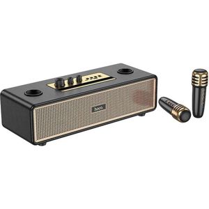 Hoco Bluetooth speakers speaker bluetooth + 2 x wireless microphones BS63 black (6 h), Bluetooth luidspreker, Zwart