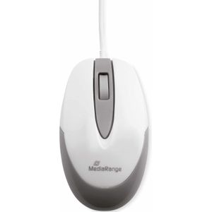 MediaRange OPTISCHE MUIS MET KABEL MROS214 3 knoppen wit/lichtgrijs (Bedraad), Muis, Wit, Grijs