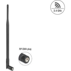 Delock WiFi 2,4 GHz Antenne RP-SMA Stecker 7 dBi omnidirektional mit Kippgelenk schwarz (WiFi), Netwerkantenne