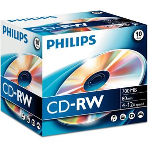 Philips 1x10 CD-RW 80Min 700MB 4-12x JC (10 x), Optische gegevensdrager