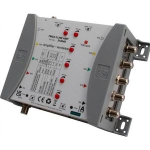 Triax TMSA 5 LINE AMP Lijnversterker met 5 ingangen en 20 dB versterking (Versterker), Satelliet accessoires, Grijs