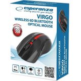 Esperanza - EM129R - Muis - Rood - Zwart - Draadloze Optische Muis met Bluetooth