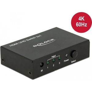 Delock 3-poorts HDMI schakelaar, actief versterkt, Schakeldoos