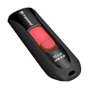 Transcend JetFlash 590 (16 GB, USB-A), USB-stick, Zwart, Rood