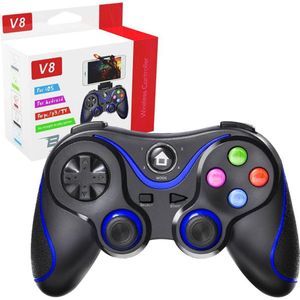 Techsuit - Wireless Controller (V8) - Bluetooth V4.0, 2.4G, 400mAh - Blue, Controller, Blauw