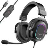 Fifine - AmpliGame H6 - Gamingheadset - 50 mm-drivers - 7.1 Virtueel Surroundgeluid - RGB-verlichting