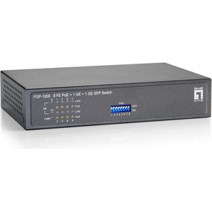 LevelOne FGP-1000 netwerk-switch Gigabit Ethernet (10/100/1000) Power over Ethernet (PoE) Zwart, Grijs
