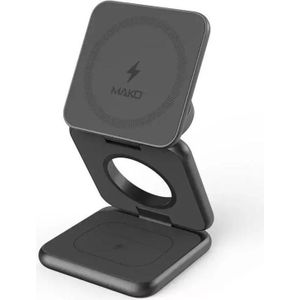 Mako 3in1 Charging für iPhone & Apple Watch & Airpods (15 W), Draadloze laders, Grijs