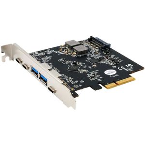 Exsys GmbH - EX-12007 - USB 3.2 Gen 2x1 PCIe Kaart - 5 Poorten - 2x USB-A - 3x USB-C