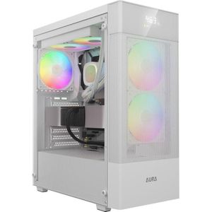 Gamdias Boitier Moyen Tour ATX Aura GC5 Elite RGB avec panneau vitré (Blanc) (ATX), PC-behuizing, Wit