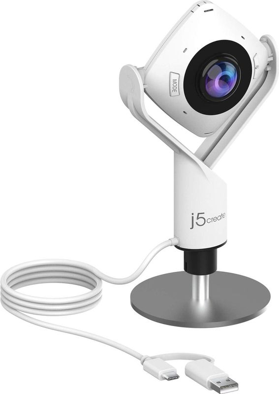 j5Create - HD - Videoconferentie Camera - Wit - Full HD 1080p, 360° met Omnidirectionele Microfoon