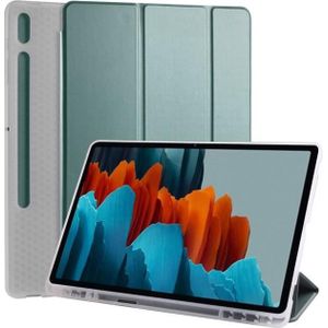 MU Classic Drievoudige opvouwbare hoes met stylushouder (Galaxy Tab S7+), Tablethoes, Groen
