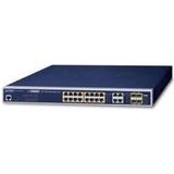 Planet - 16-poorts 10/100/1000T PoE Switch - Zwart - Netwerkschakelaar