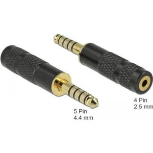 Delock Verloopstekker 4.4mm 5 pin naar stekkerbus 2.5mm 4 pin (Jack adapter), Audio-adapters, Zwart