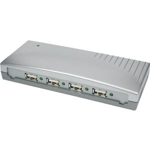 Exsys USB 2.0 Hub (USB-B, 4 ports), Docking station + USB-hub, Grijs