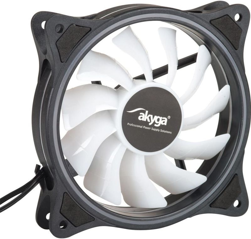 Akyga - AW-12D-RGB - Ventilator - Wit - Zwart - 120 mm