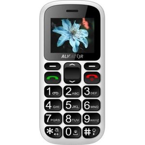 Aligator A321 Senior Grijs, Wit Senior Telefoon (1.80"), Sleutel mobiele telefoon, Wit, Grijs