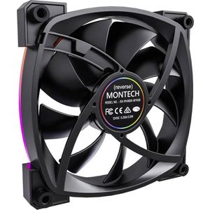 Montech RX140 PWM ARGB Black - Ventilatorhuis - 140mm - 600 - 1.600 rpm - 27.9 dBA - ARGB LED - 4-pin PWM