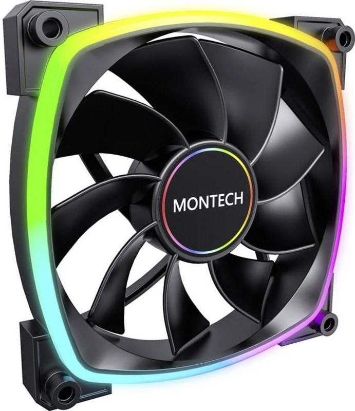 Montech RX140 PWM ARGB Black - Ventilatorhuis - 140mm - 600 - 1.600 rpm - 27.9 dBA - ARGB LED - 4-pin PWM
