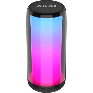 Akai Professional CARRYABLE Garsiakalbis BT CS2 GLOW met 360° LED-verlichting (4 h, Oplaadbare batterij), Bluetooth luidspreker, Zwart
