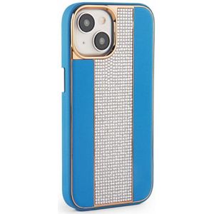 iLike iPhone 15 Diamanten en Leren Hoesje (iPhone 15), Smartphonehoes, Blauw