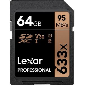 Lexar Professioneel 633x (64 GB, SDXC, U3, UHS-I), Geheugenkaart, Zwart