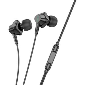 Hoco Wired headphones M113 Clear universal digital earphones with microphone iP (Bedraad), Koptelefoon, Zwart