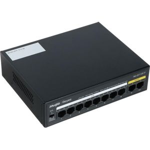 Ruijie 10-poorts 100Mbps, 8 van de poorten ondersteunen PoE/PoE+ voeding. Het maximale PoE-budget is 110 (10 ports), Netwerkschakelaar